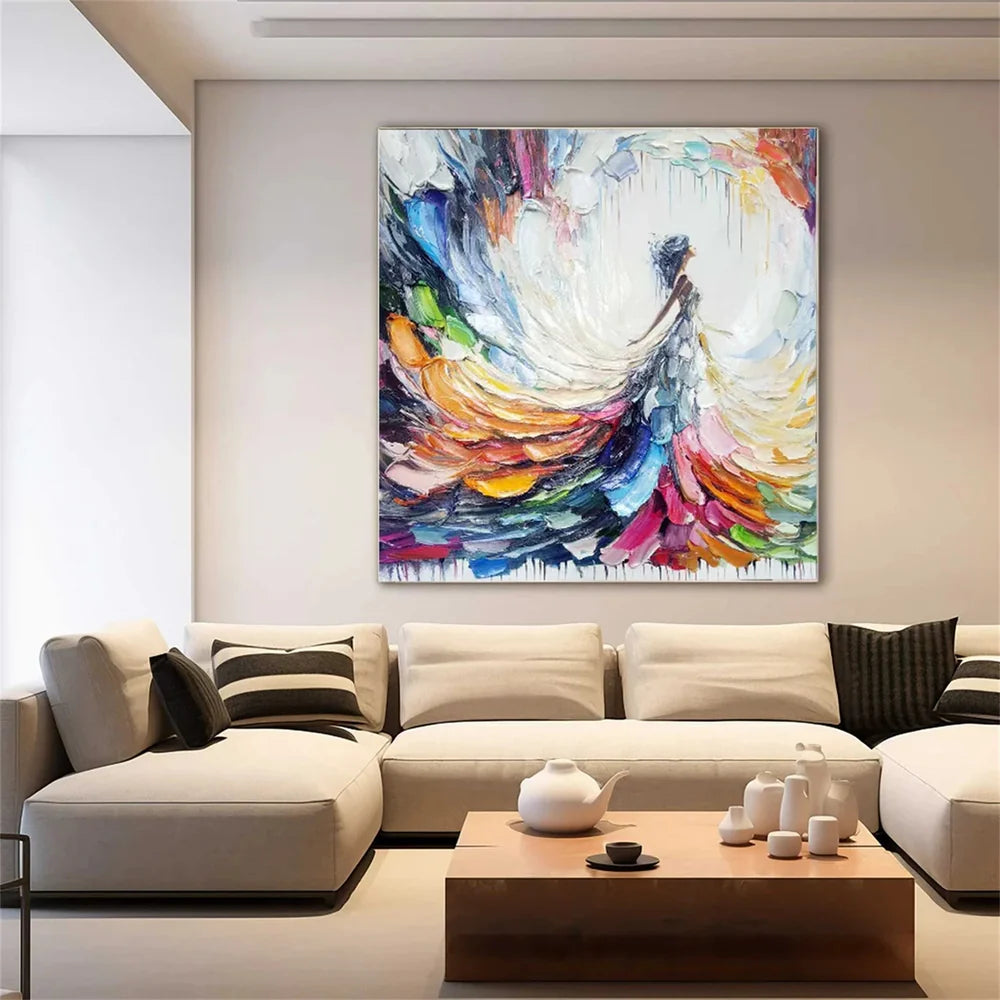 Colorful Abstract Portrait Textured Wall Art # LA014