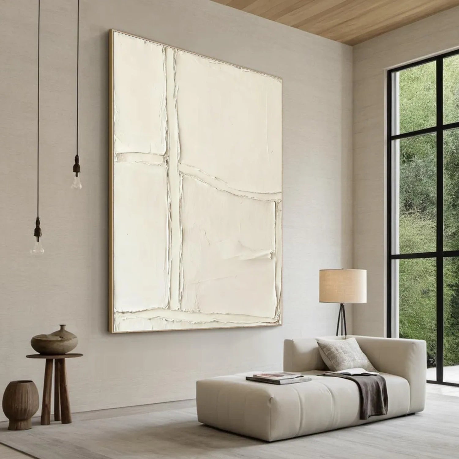 Beige Minimalist Textured Canvas Art #WM083