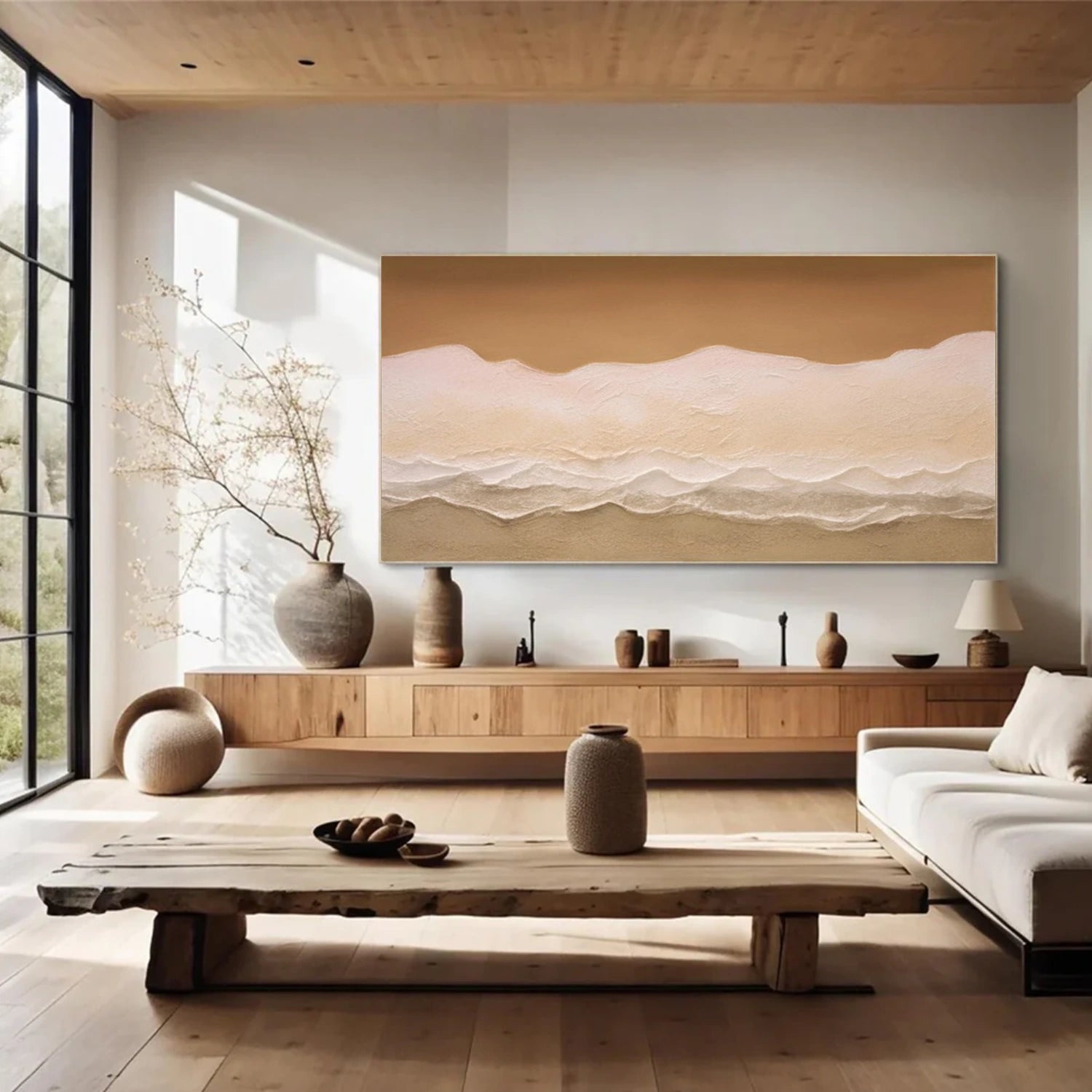 Minimalist Ocean And Sky Textured Canvas Art #OC179