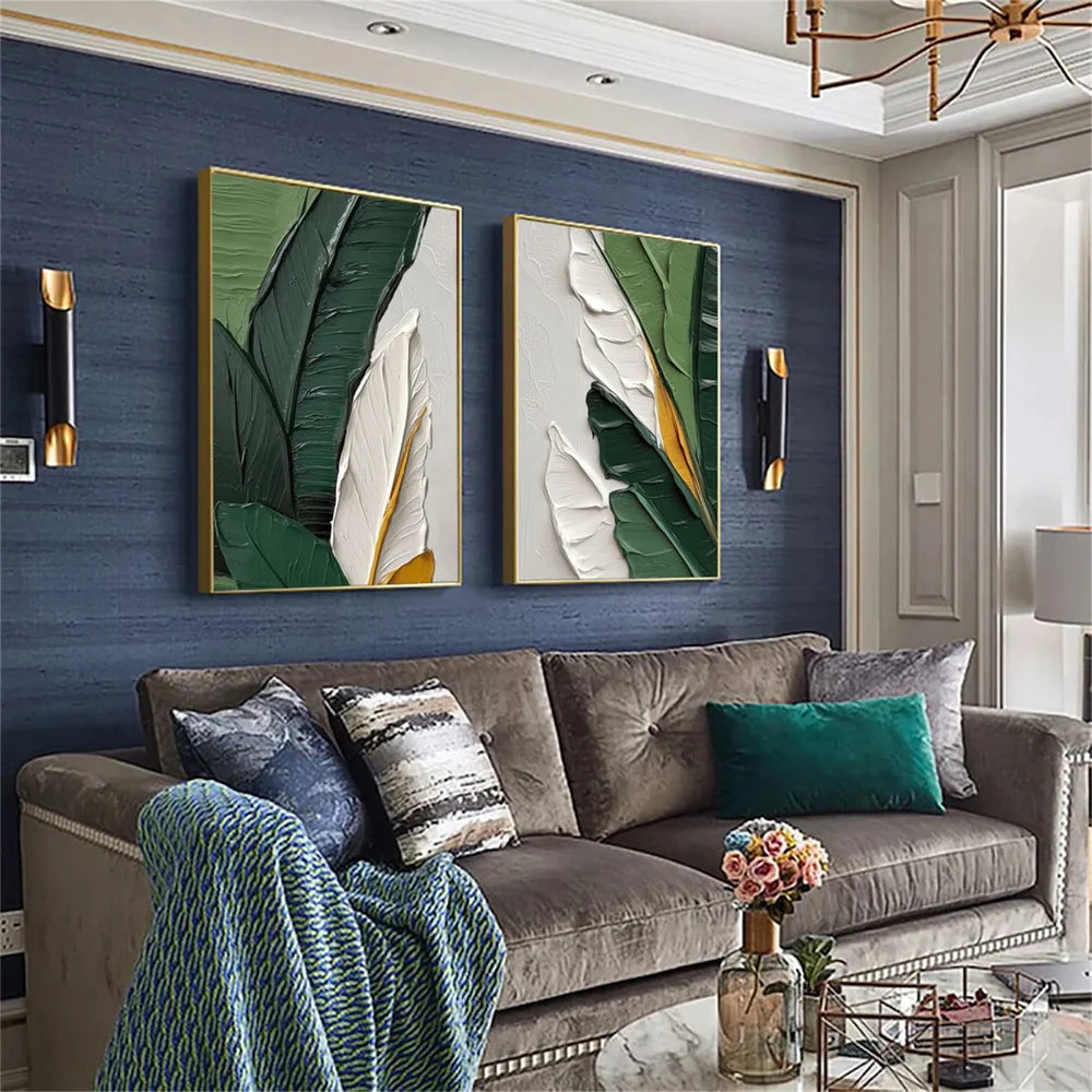 Abstract Flower And Tree Textured Canvas Art Set of 2 #MF045