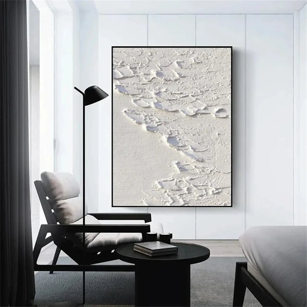 White Minimalist Textured Wall Art #WM074
