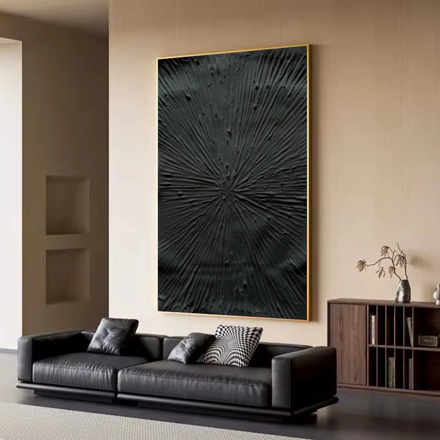 Black MinimalistΒ Textured Canvas Art #WZ113