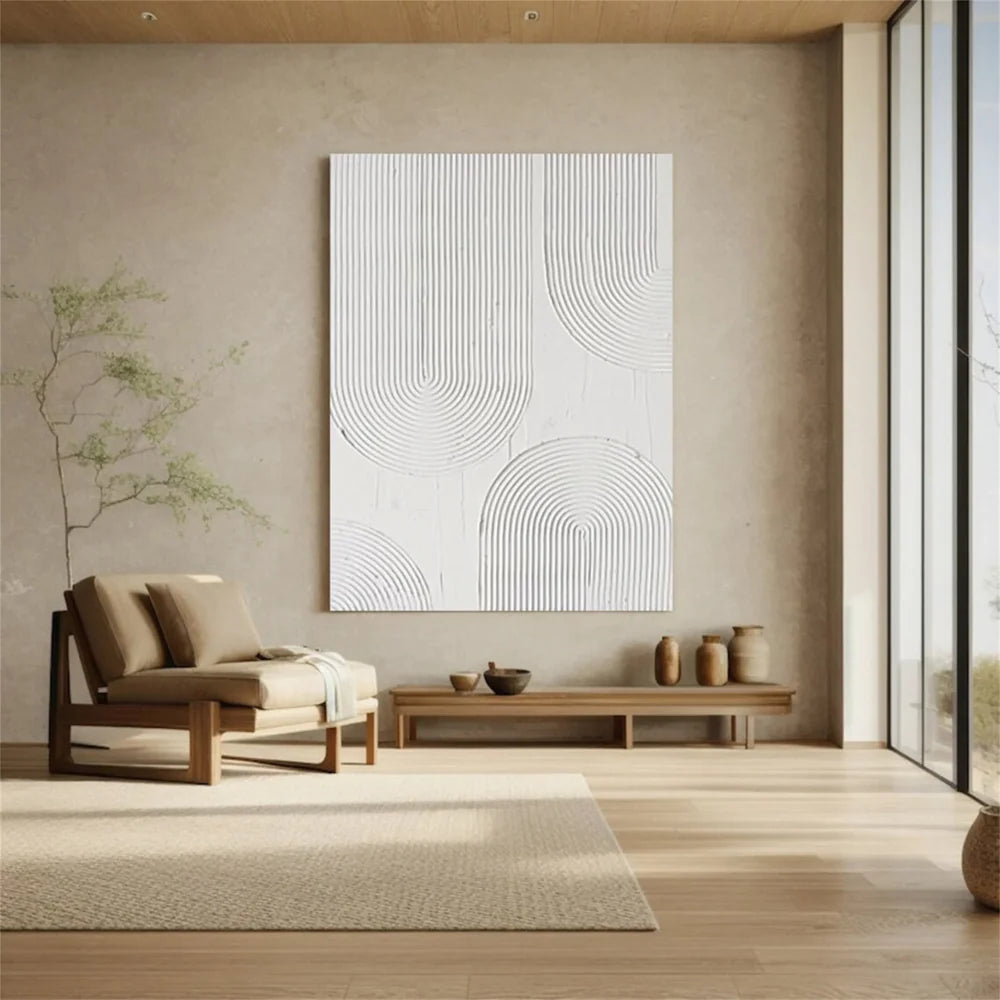 White Minimalist Textured Wall Art #WM070