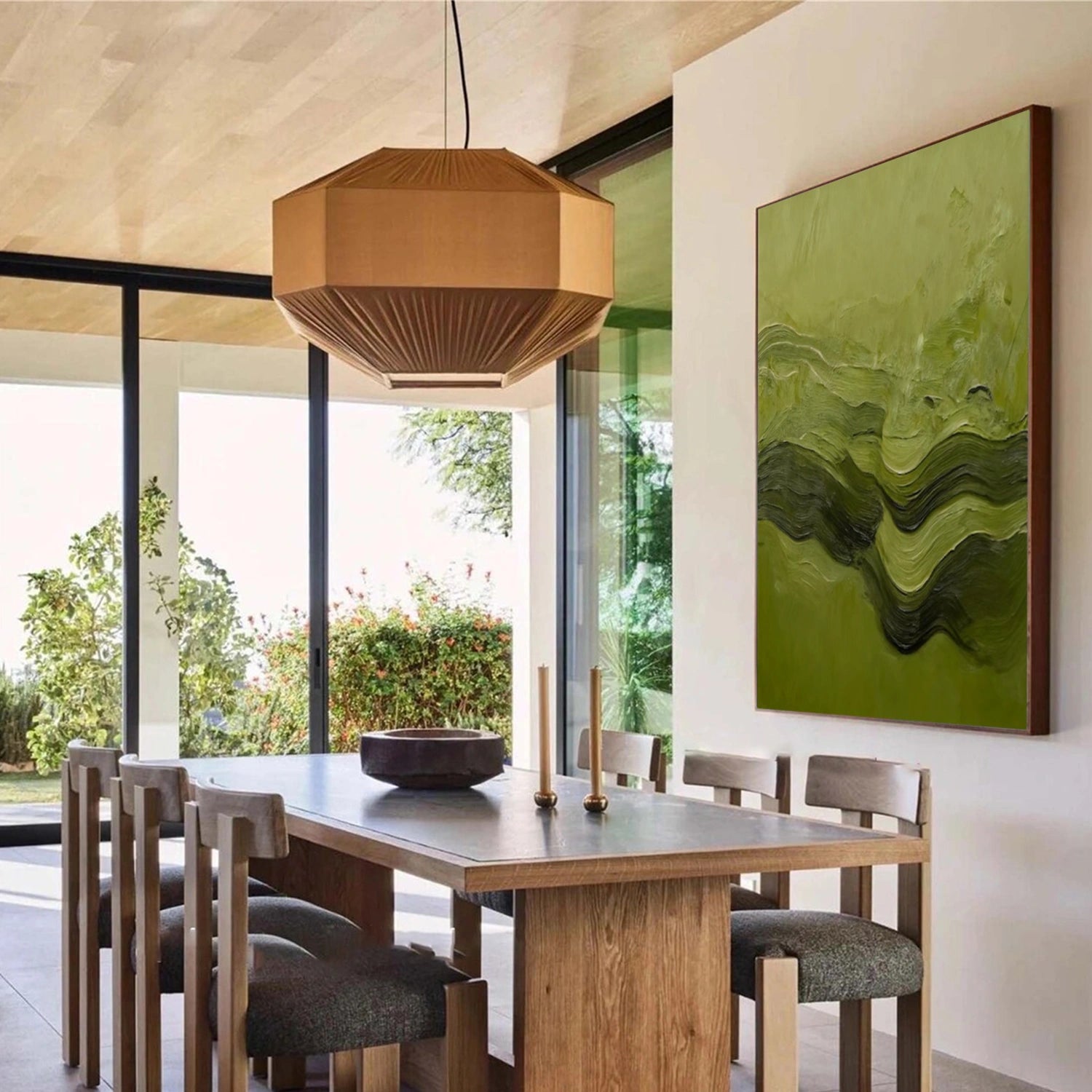 Green Abstract Textured Wall Art#VA270