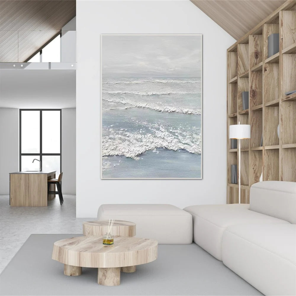 Minimalist Ocean And Sky Textured Canvas Art #OC046