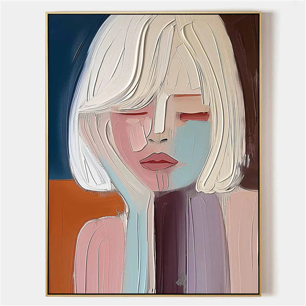 Colorful Abstract Portrait Textured Wall Art # LA022
