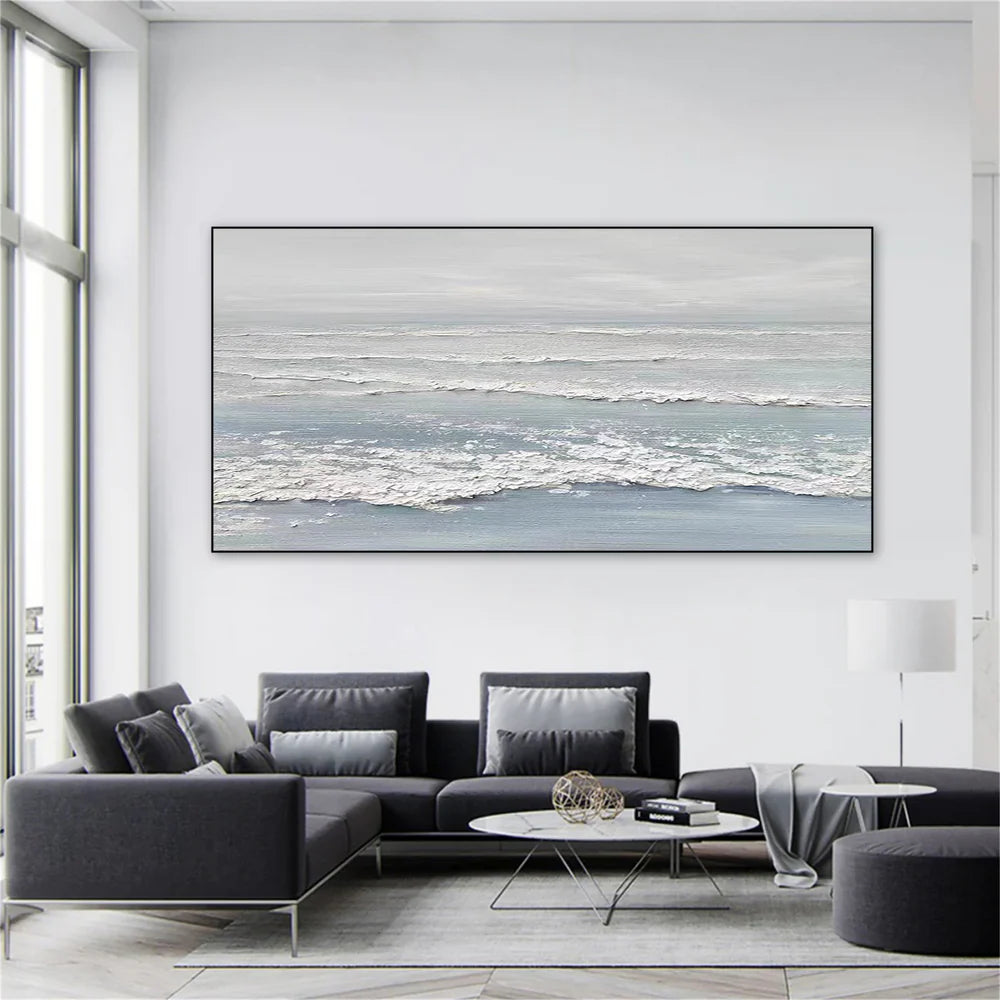 Minimalist Ocean And Sky Textured Canvas Art #OC047