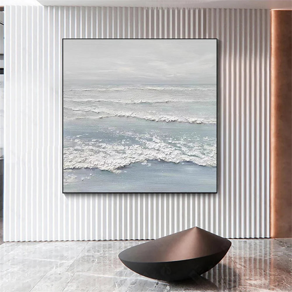 Minimalist Ocean And Sky Textured Canvas Art #OC048