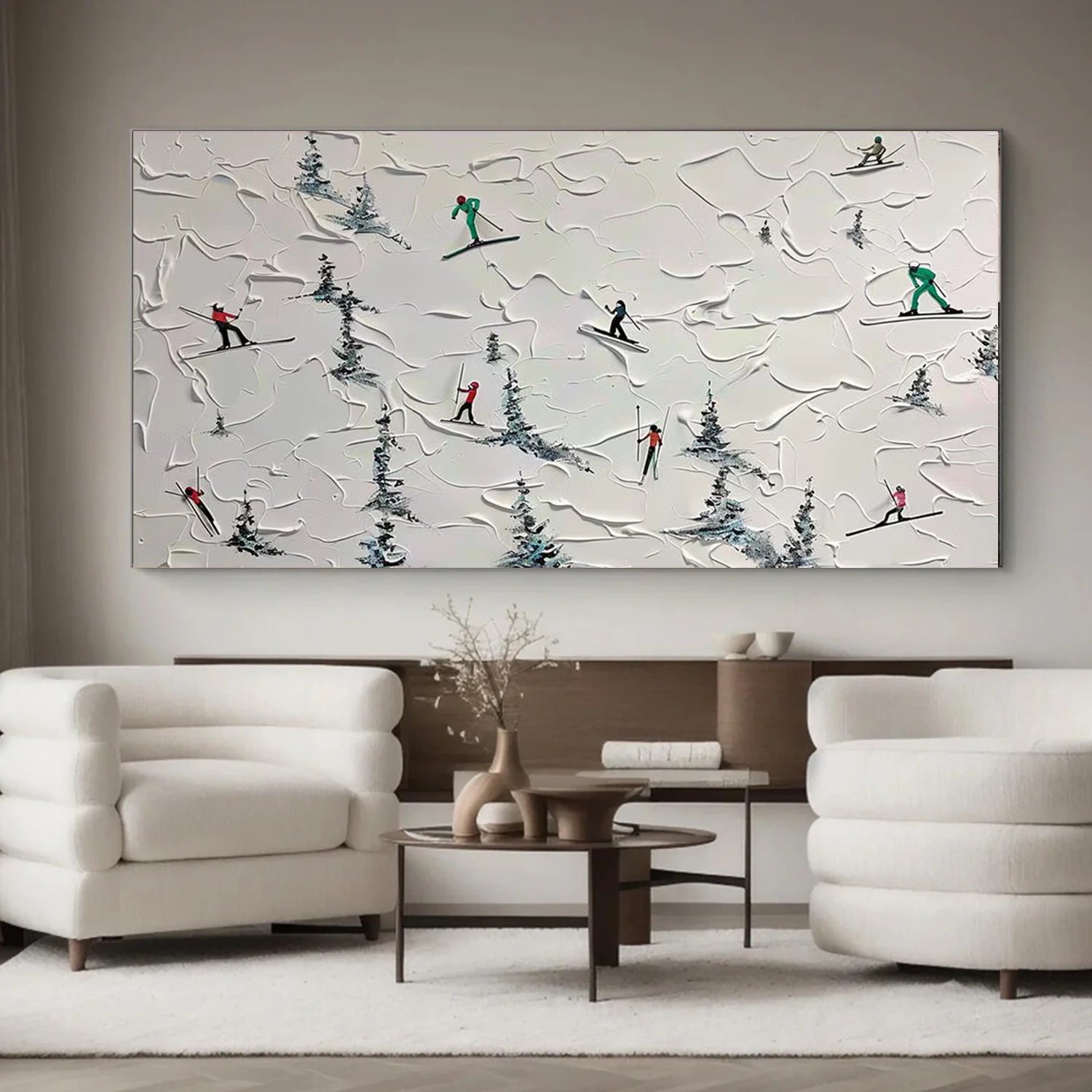 Skiing Sport Textured Canvas Painting #PB075