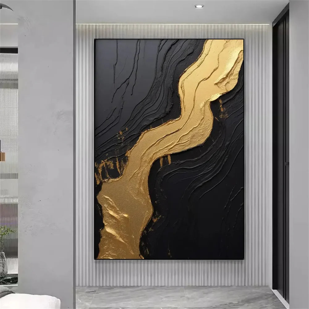 Black Minimalist Textured Canvas Art #WZ071