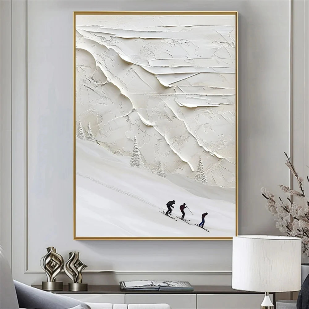 Skiing Sport Textured Canvas Painting #PB006
