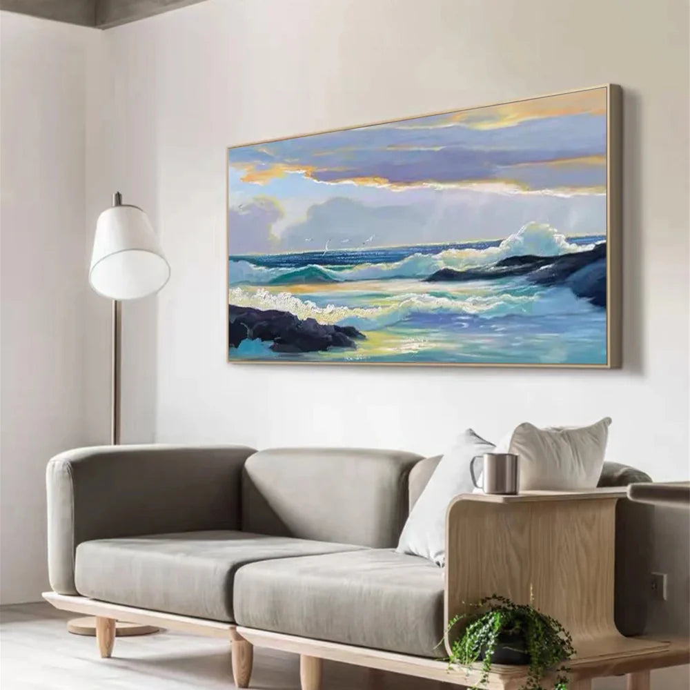 Colorful Abstract Ocean And Sky Textured Canvas Art # OC013