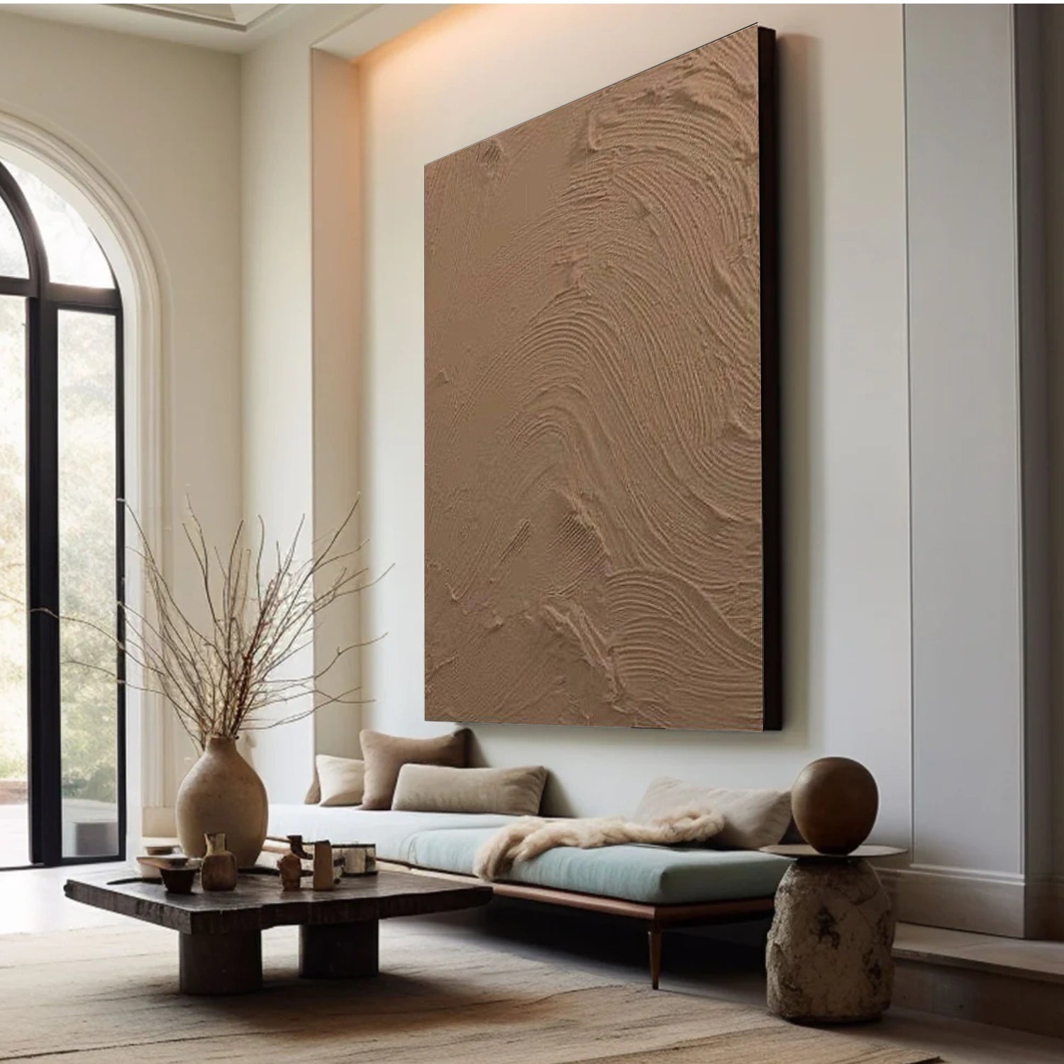 Brown Minimalist Textured Canvas Art #WM087