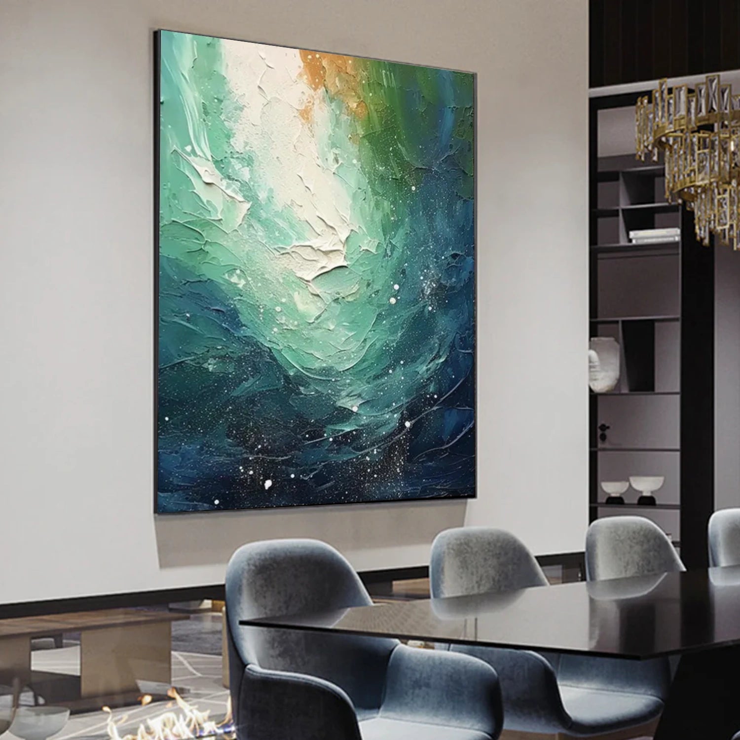 Abstract Ocean And Sky Textured Canvas Art #OC108
