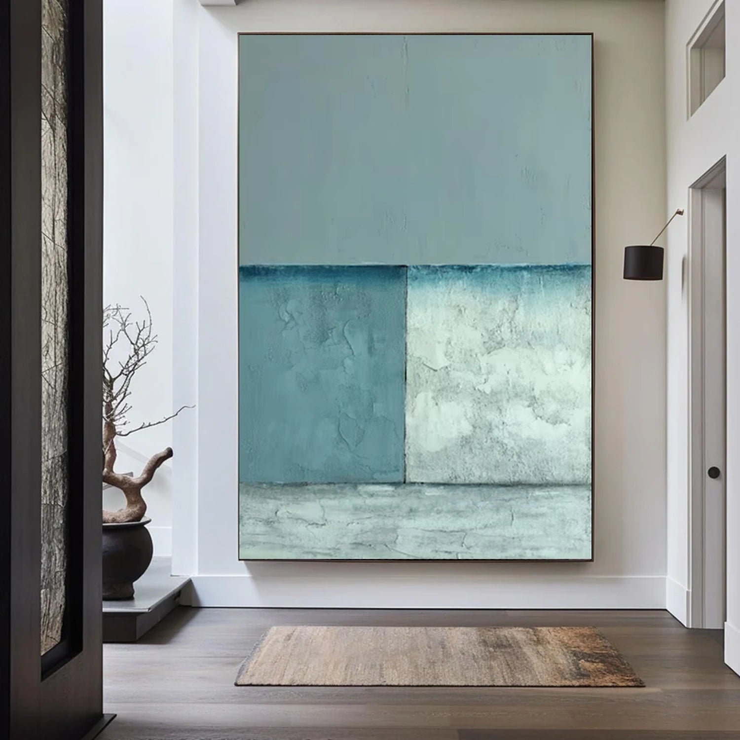 Blue and Green Minimalist Canvas Art #WM133