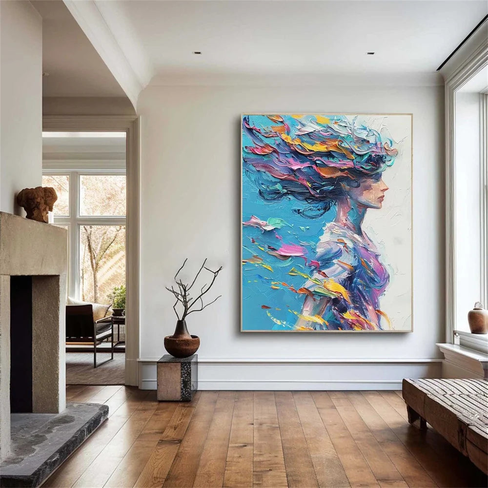Colorful Abstract Portrait Textured Wall Art # LA011