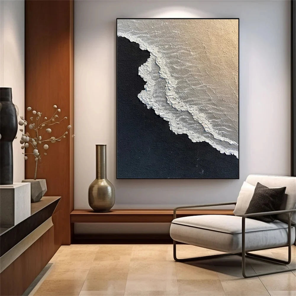 Minimalist Ocean And Sky Textured Canvas Art #OC041