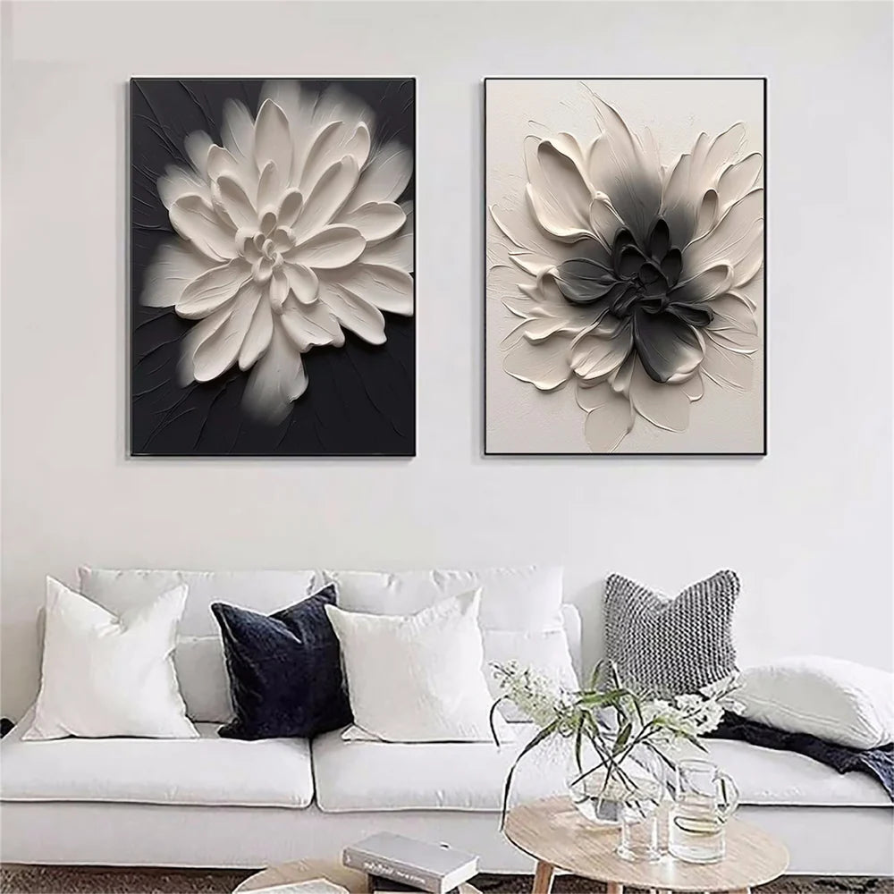 Minimalist Flower And Tree Textured Canvas Art Set of 2 #MF070