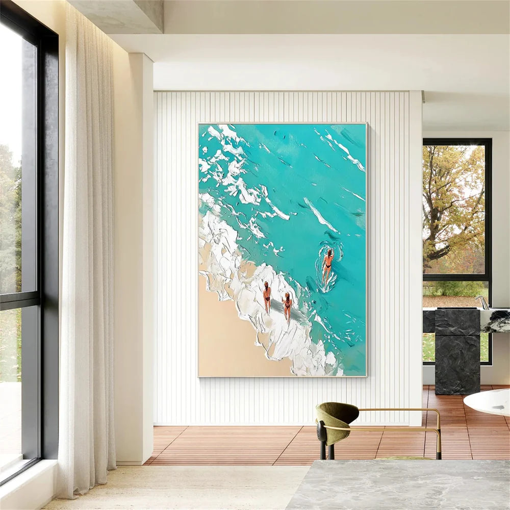 Swimming Sport Textured Canvas Painting #PB022