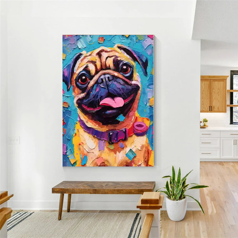 Colorful Abstract Animal Dog Textured Canvas Art #DW062