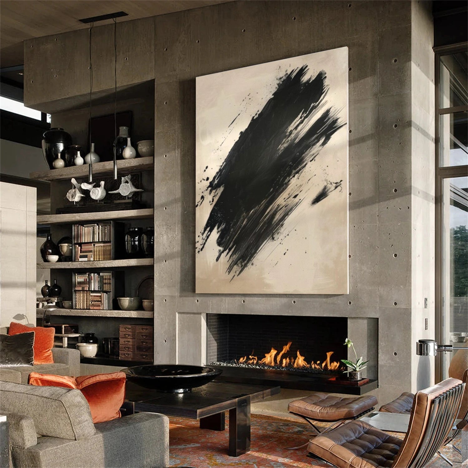 Black and Brown Abstract Wall Art #VA115