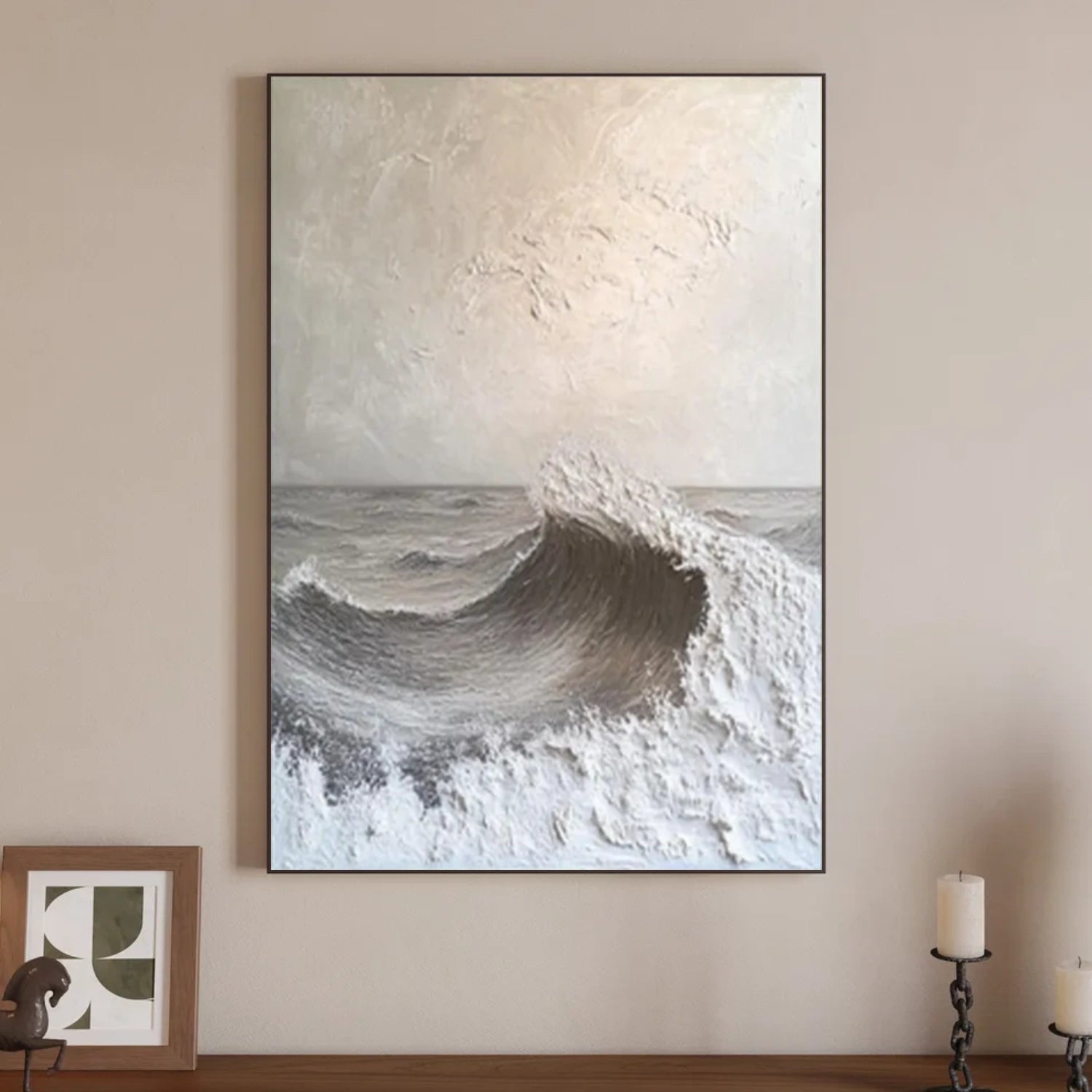 Minimalist Ocean And Sky Textured Canvas Art #OC082