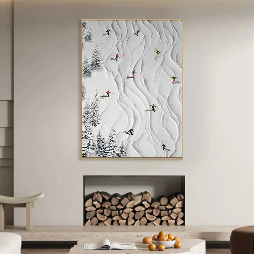 Skiing Sport Textured Canvas Painting #PB007