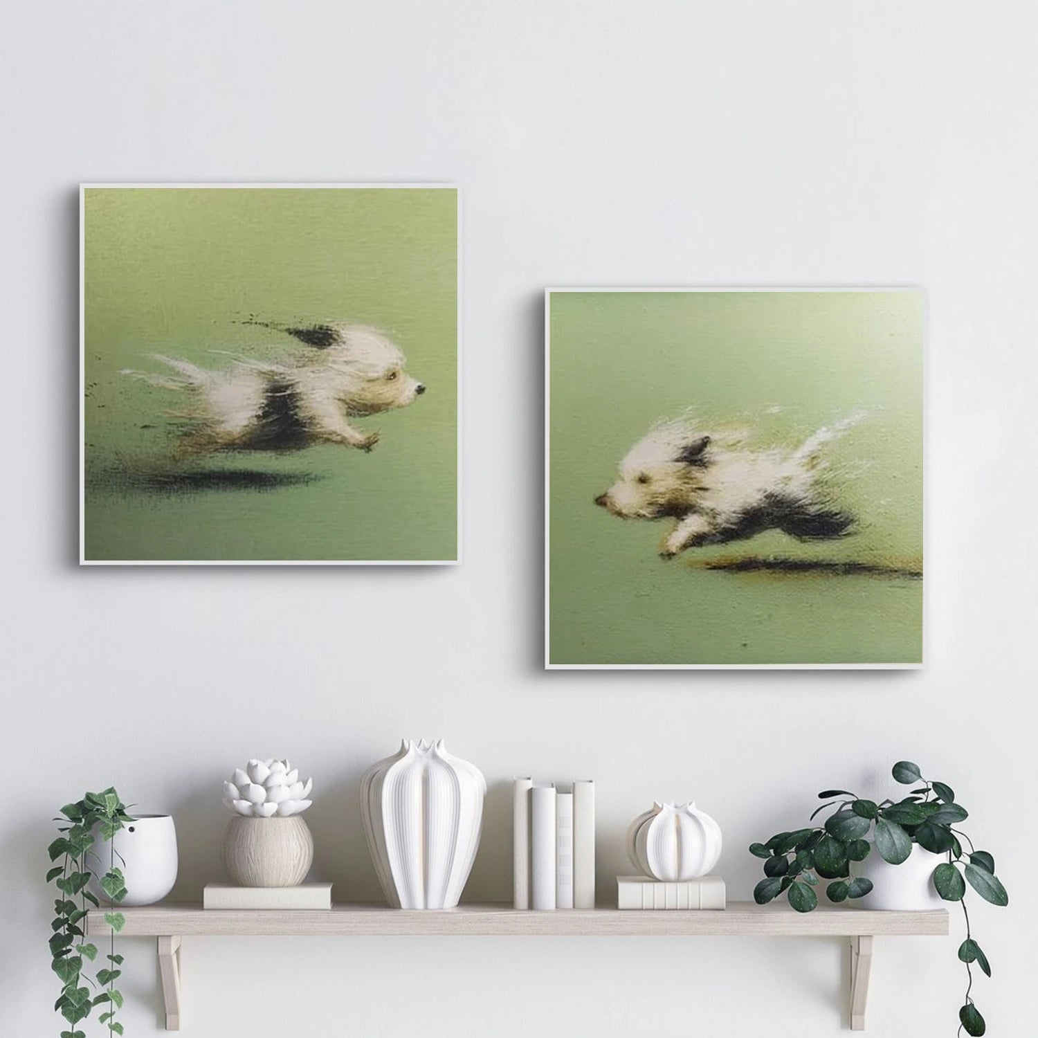 Abstract Animal Dog Canvas Art Set of 2 #DW142