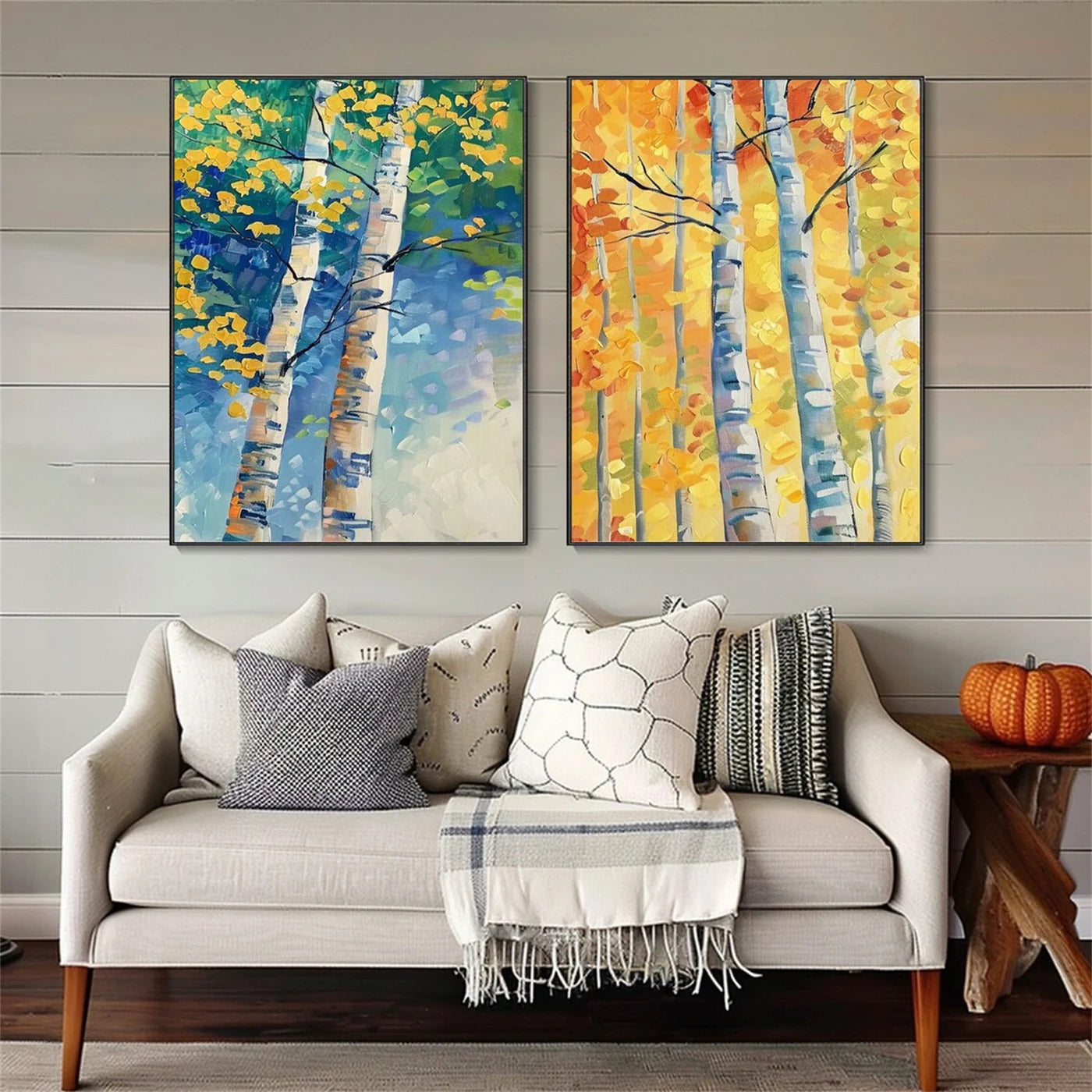 Colorful Abstract Flower And Tree Canvas Art Set of 2 #MF041
