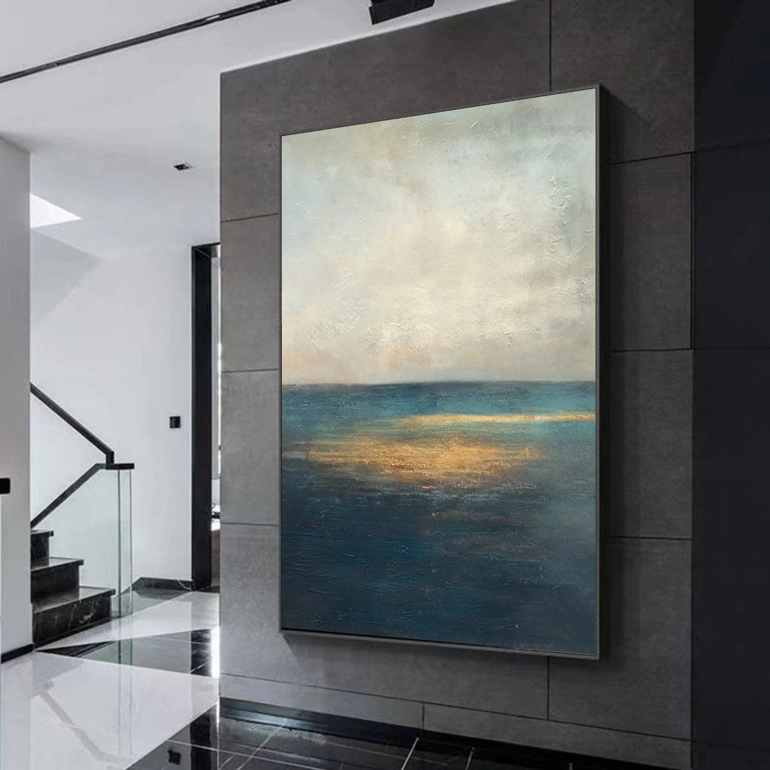 Blue and Gold Abstract Wall Art #VA209
