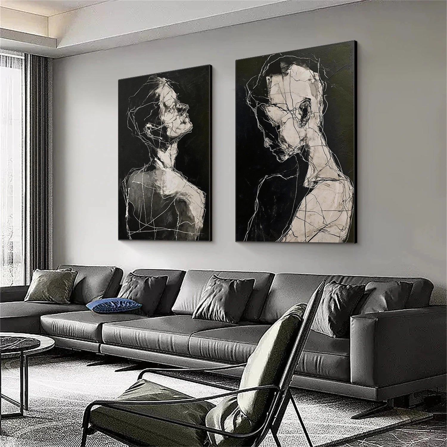 Abstract Portrait Wall Art Set of 2 #LA070