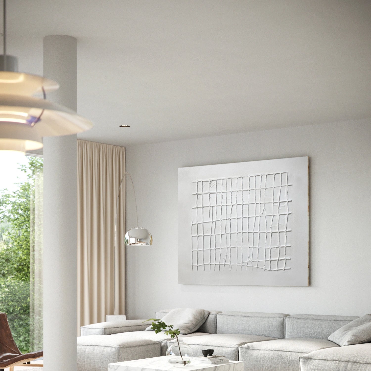 White Minimalist Textured Canvas Art #WM090