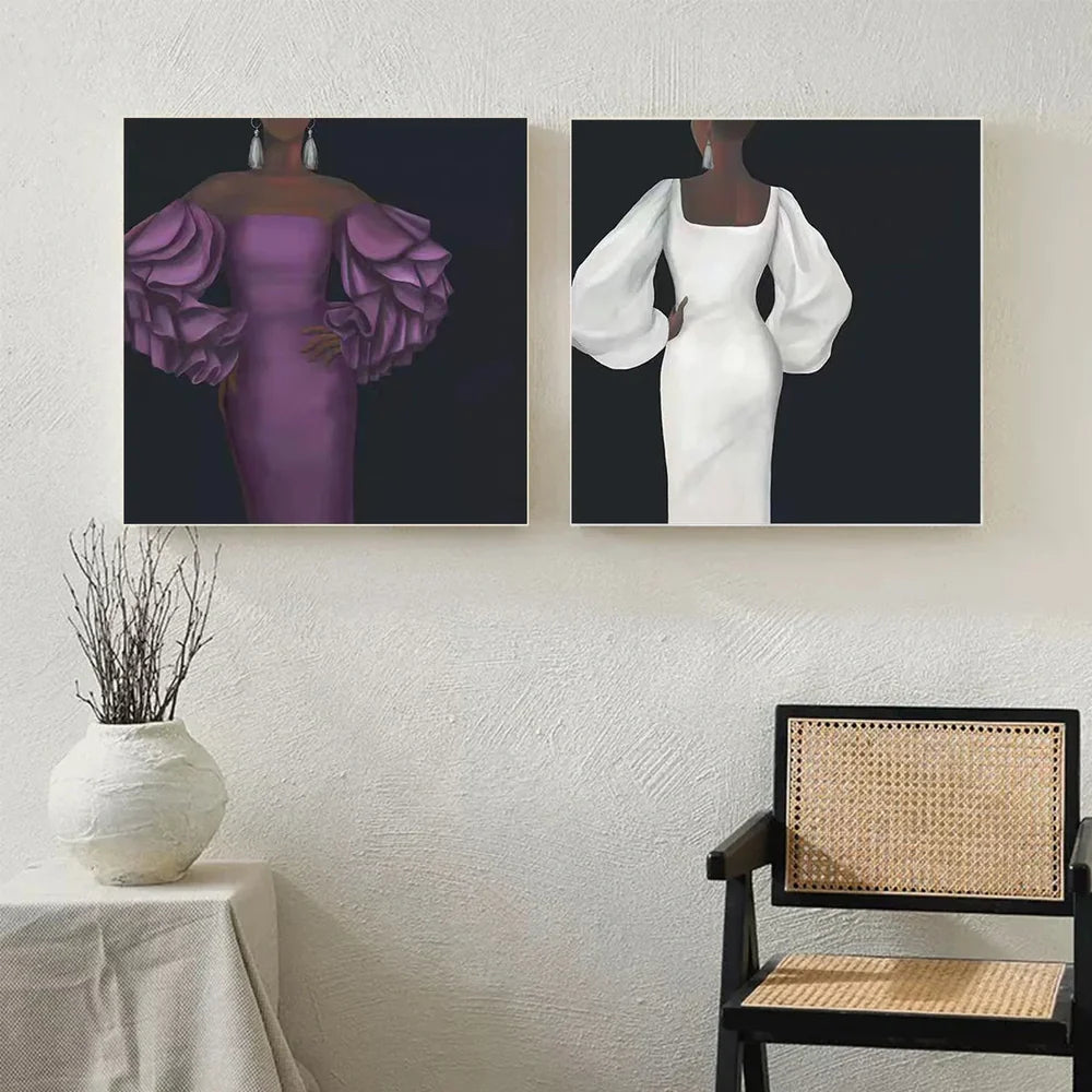 Abstract Portrait Textured Wall Art Square Set of 2 #LA025