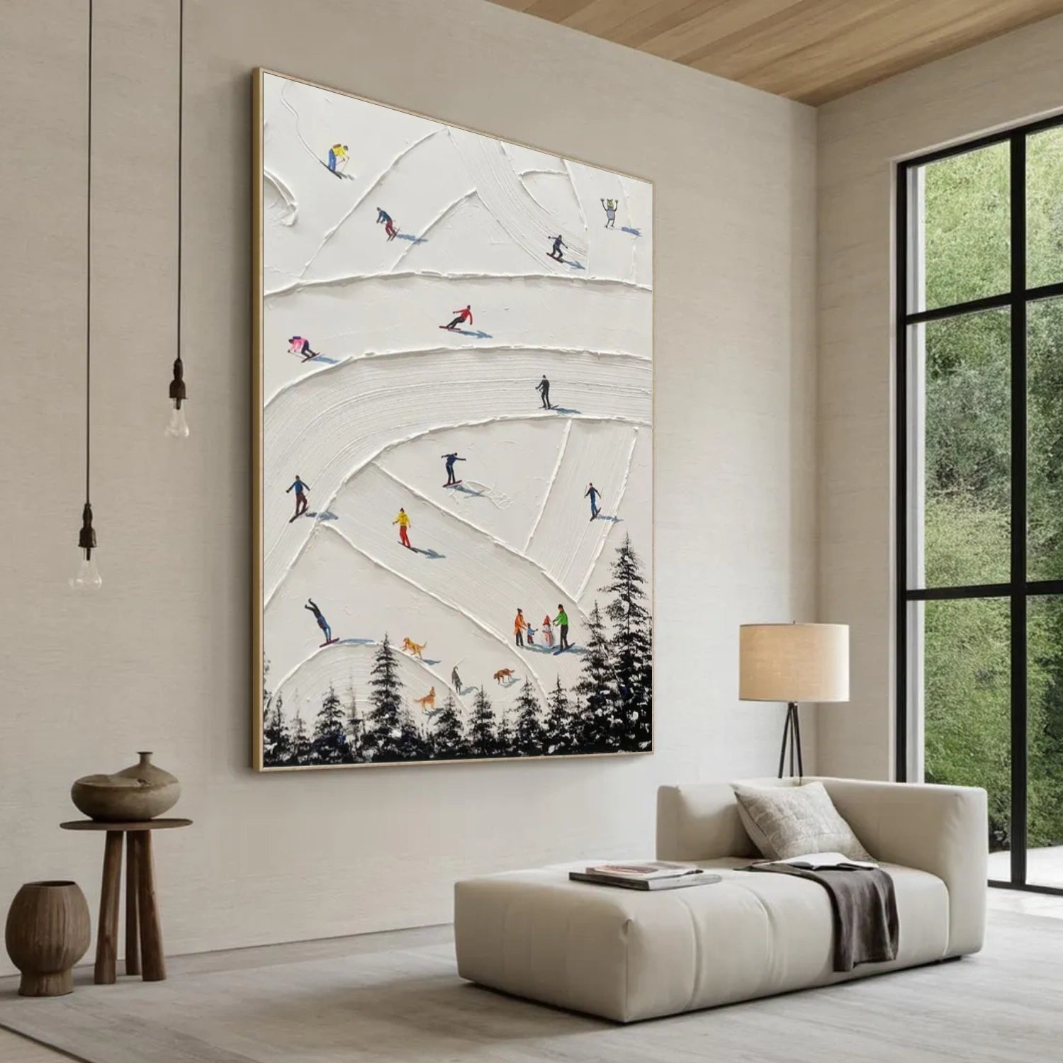 Skiing Sport Textured Canvas Painting #PB046