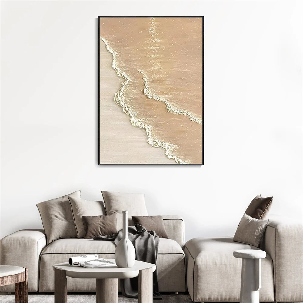 Abstract Ocean And Sky Textured Canvas Art #OC040