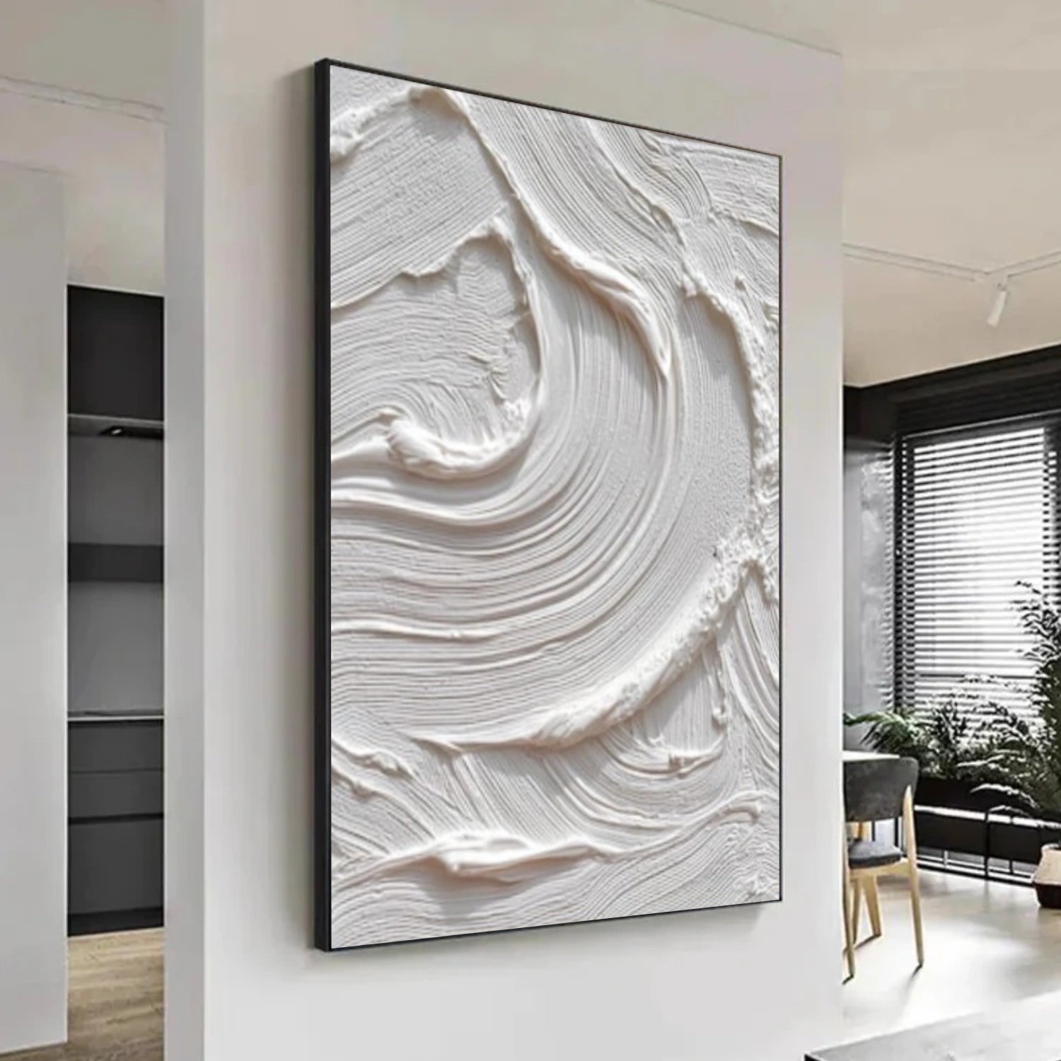 White Minimalist Textured Wall Art #WM149
