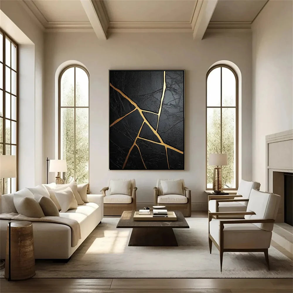 Black Minimalist Textured Canvas Art #WZ070