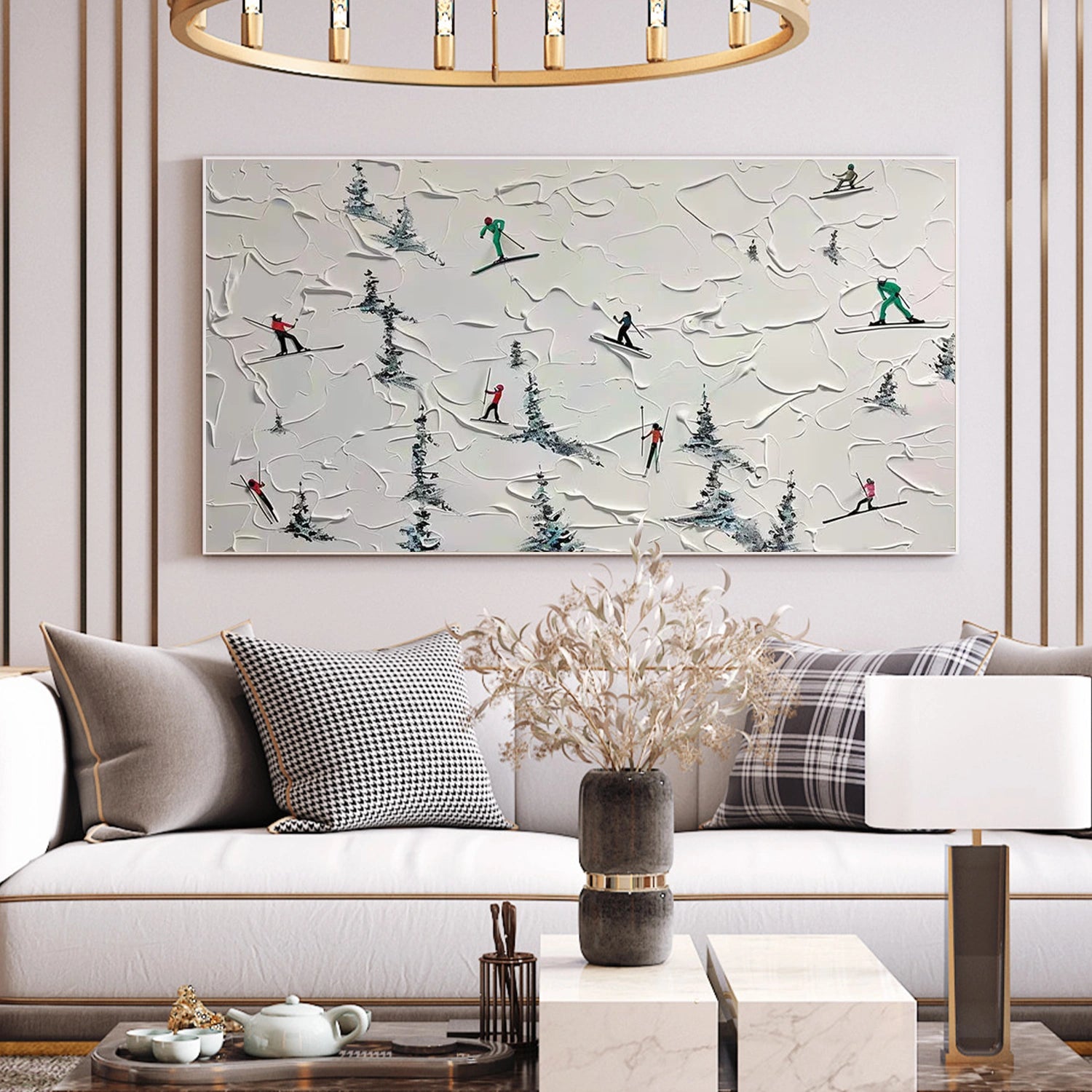 Skiing Sport Textured Canvas Painting #PB075