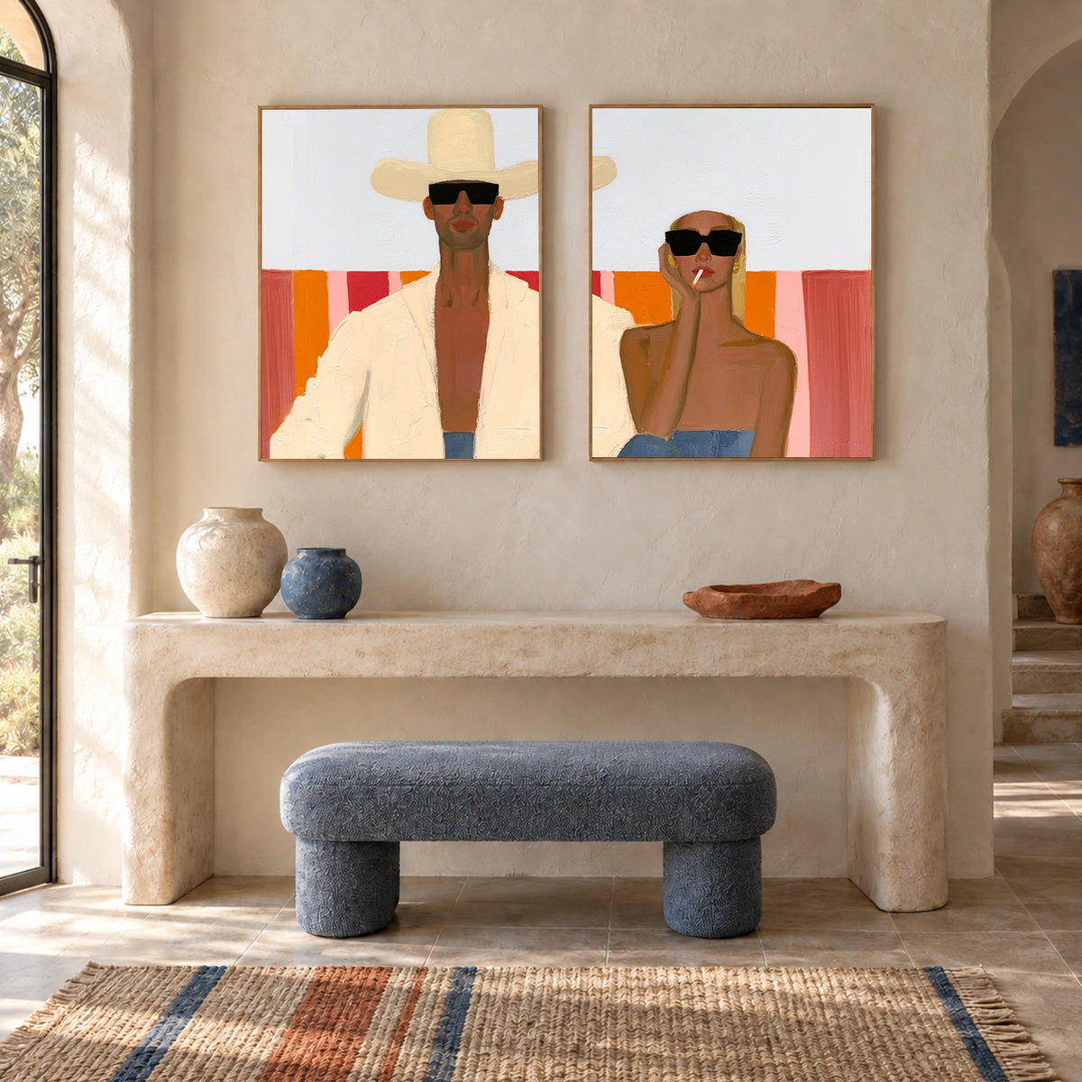 Abstract Portrait Wall Art Set of 2 #LA096