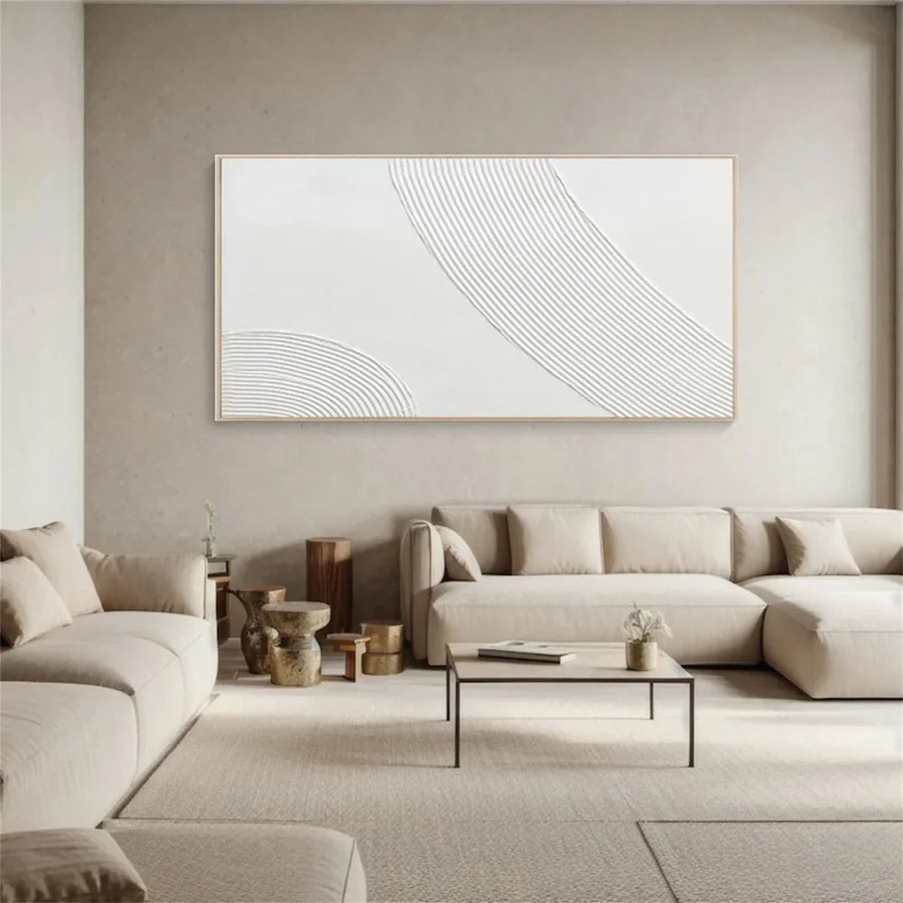 White Minimalist Textured Wall Art #WM061