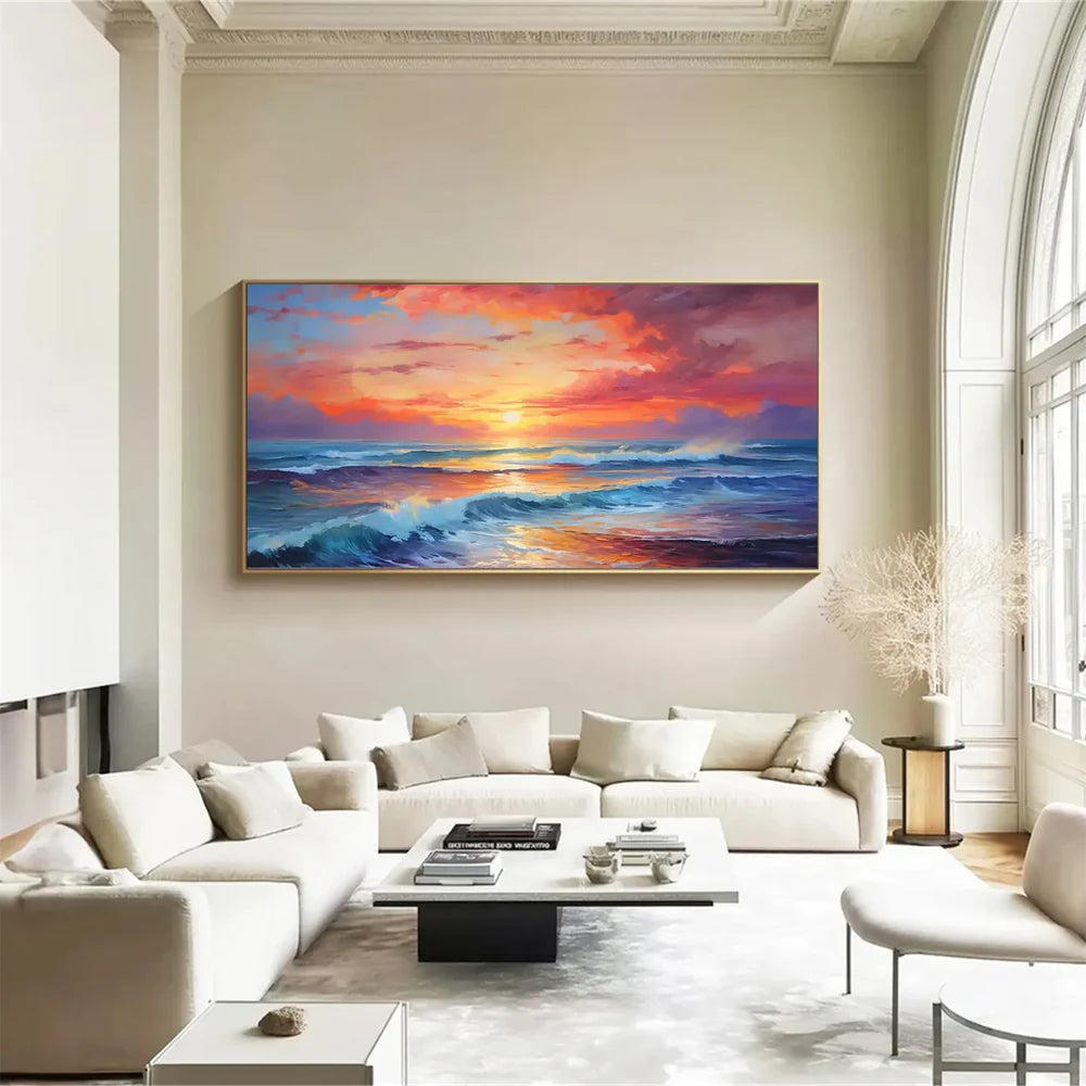 Colorful Abstract Ocean And Sky Canvas Art #OC065