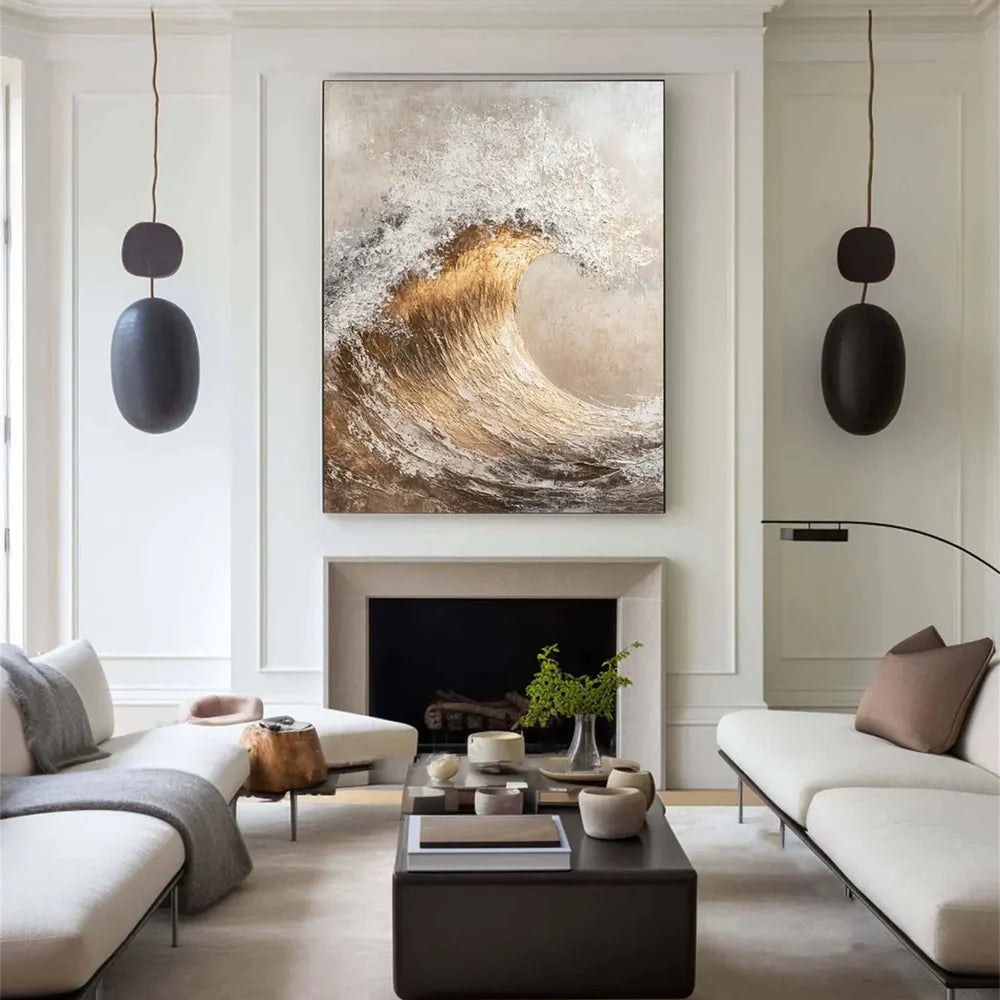 Abstract Ocean And Sky Textured Canvas Art #OC075