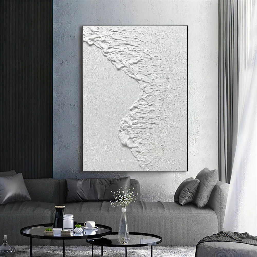 White Minimalist Textured Wall Art #WM022