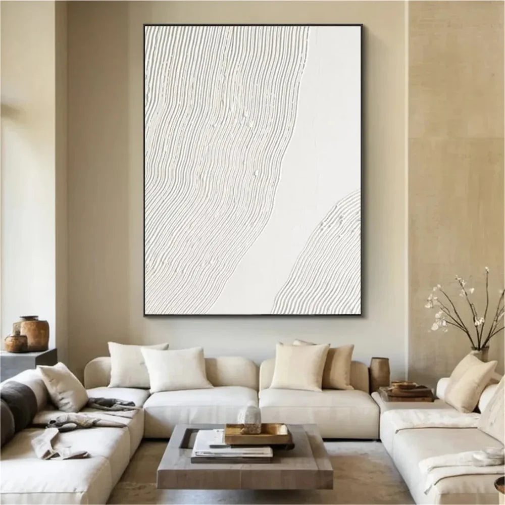 White Minimalist Textured Wall Art #WM076