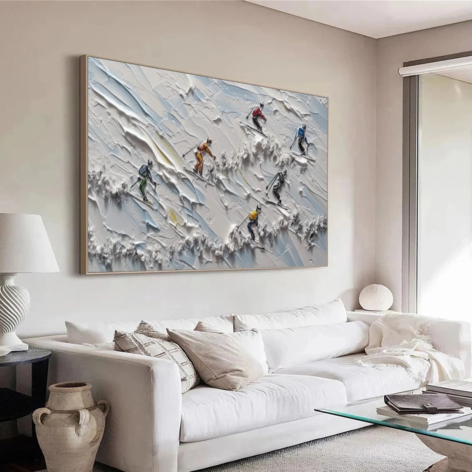 Skiing Sport Textured Canvas Painting #PB053