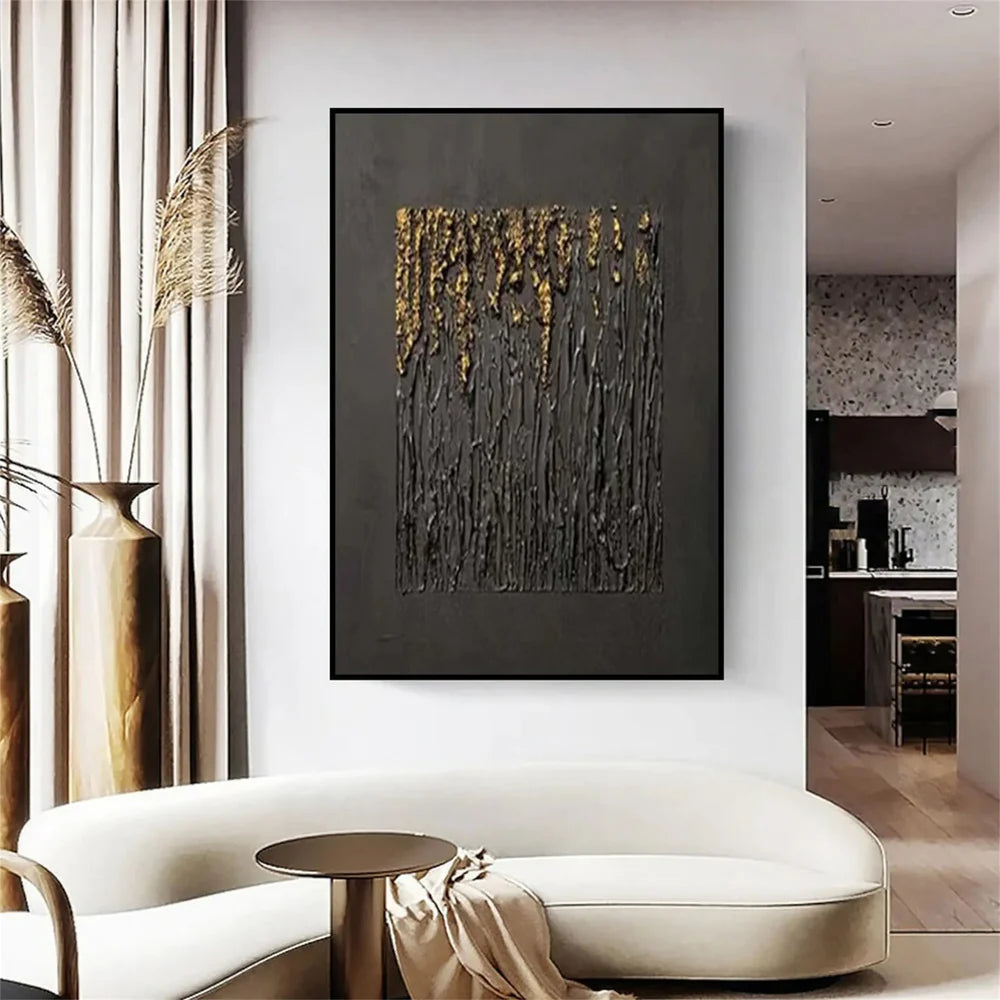 Black Minimalist Textured Canvas Art #WZ035