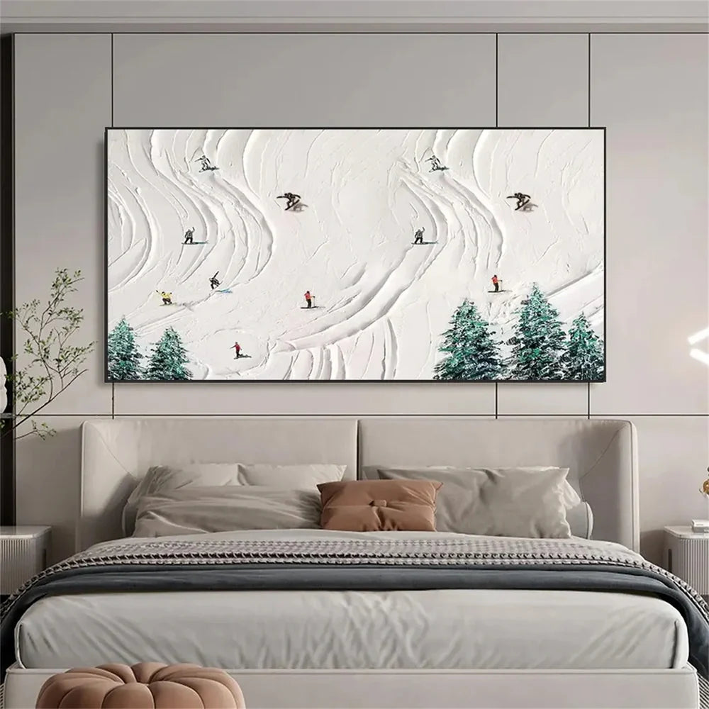 Skiing Sport Textured Canvas Painting #PB016