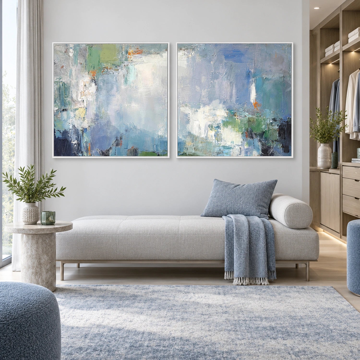 Blue Abstract Wall Art Set of 2 #VA346