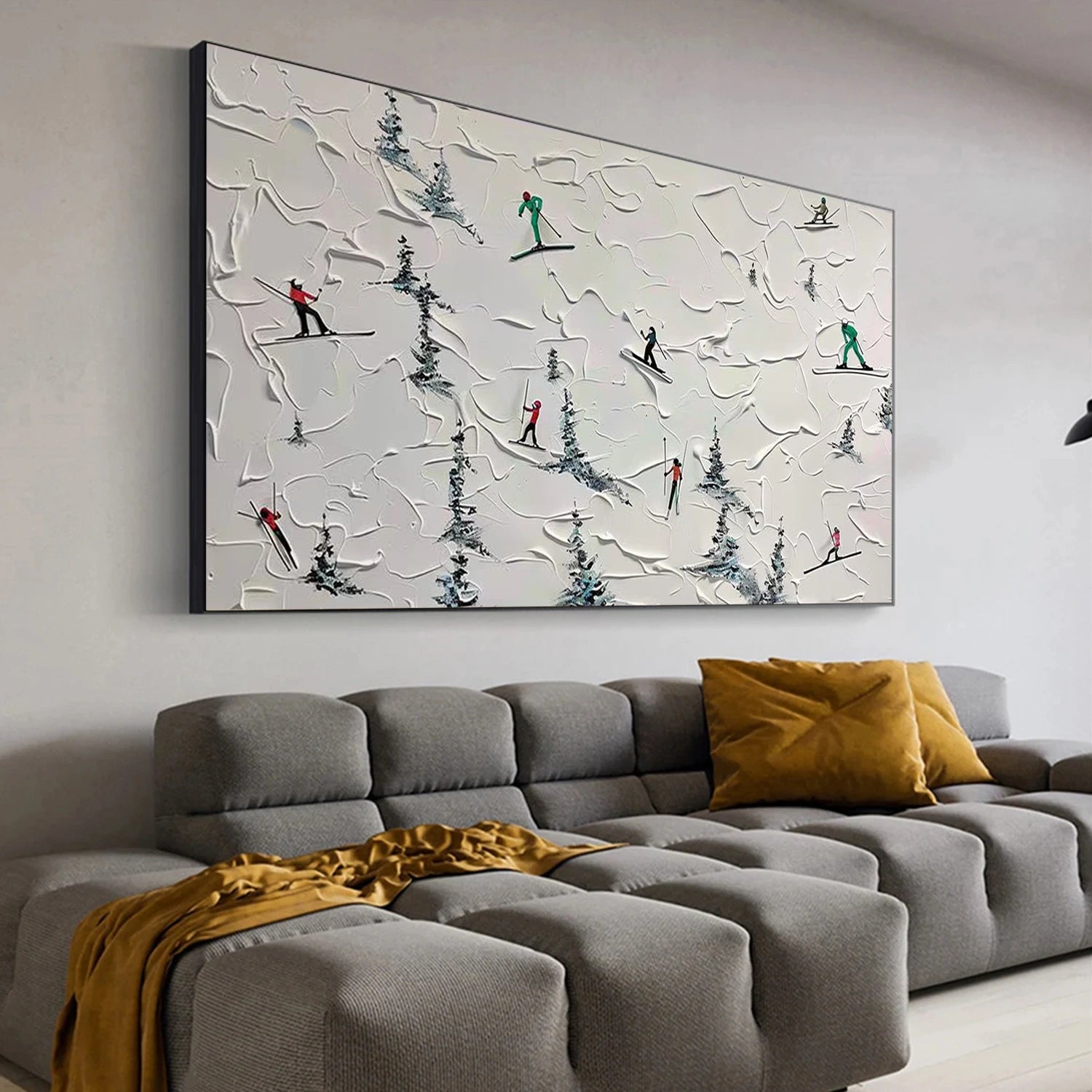 Skiing Sport Textured Canvas Painting #PB075