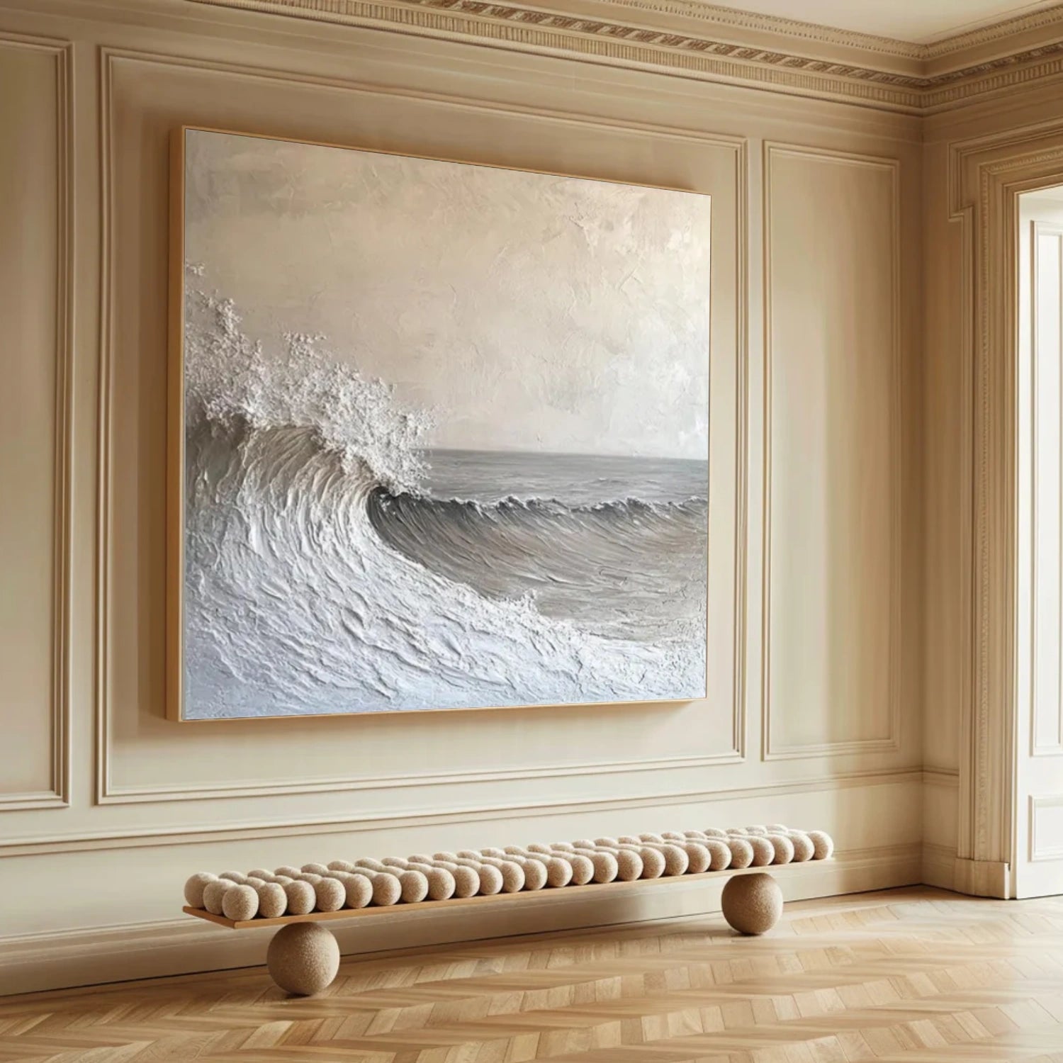Minimalist Ocean And Sky Textured Canvas Art #OC085